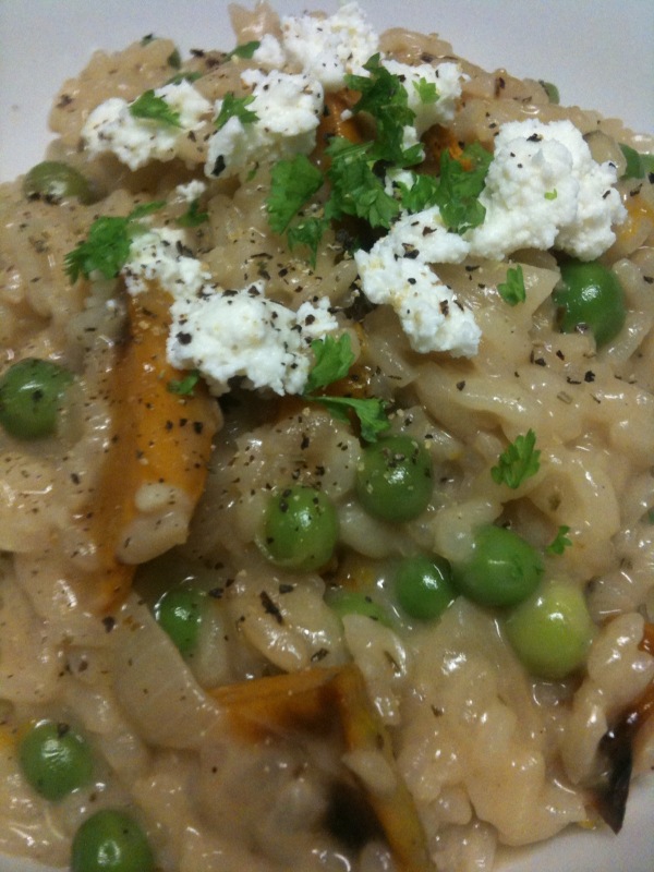 Roasted pumpkin and pea risotto with parmesan and ricotta | Veggie Mama