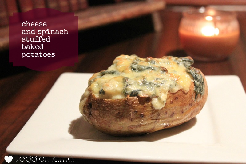 cheese and spinach stuffed baked potatoes