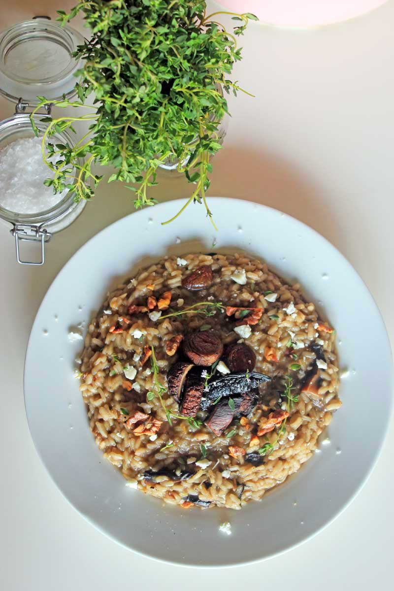 Mushroom risotto with Toasted Walnuts and Goat Cheese recipe | Veggie Mama
